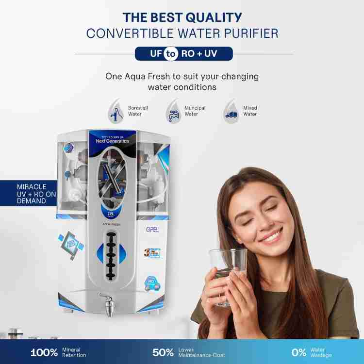 Thumbnail RO WATER PURIFIER ROYAL AQUAFRESH Opel RO + UV + UF + TDS 18 liter 5